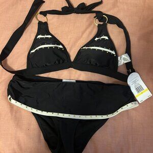 Brand New Jessica Simpson Black gold studded bikini
